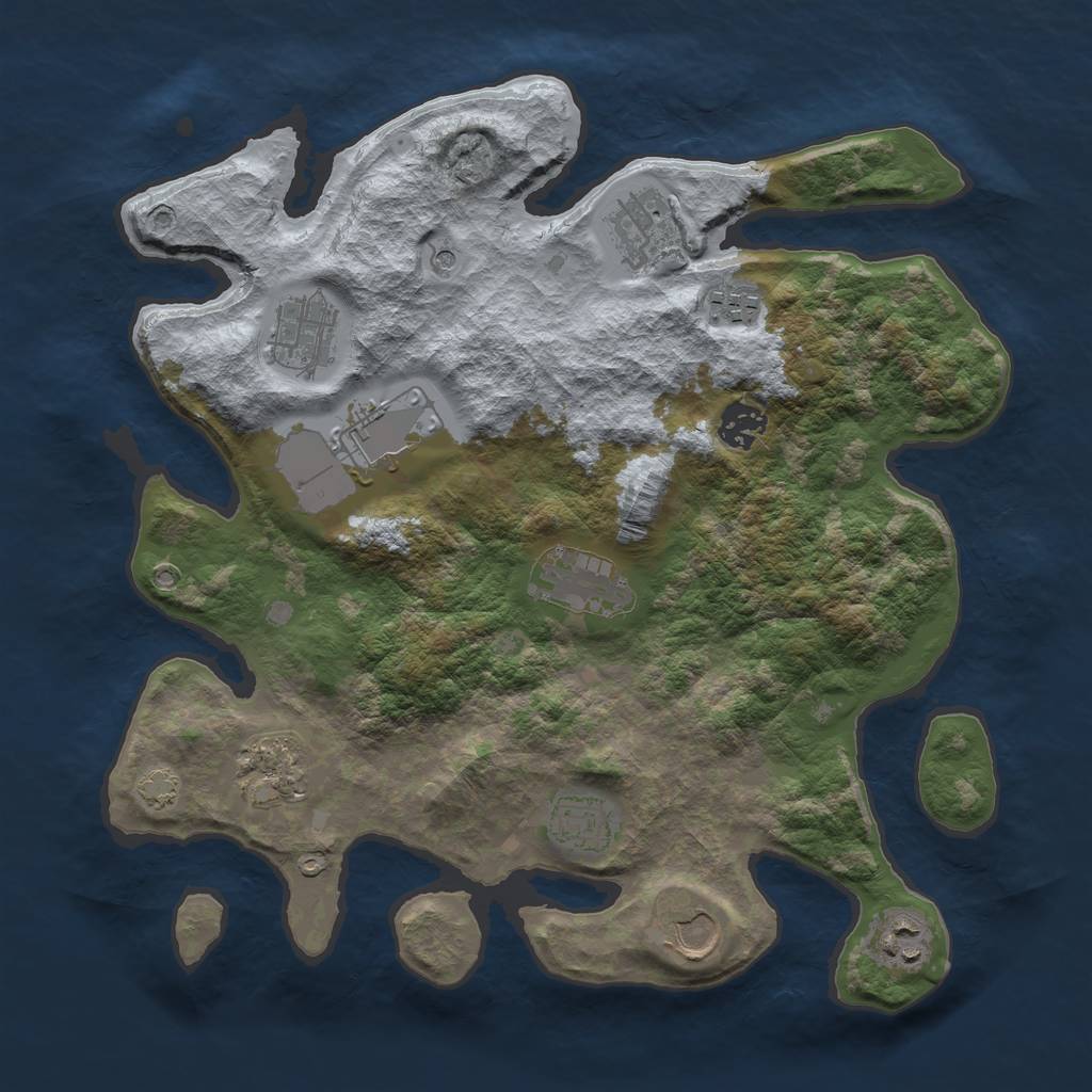 Rust Map: Barren, Size: 3500, Seed: 12414123, 14 Monuments