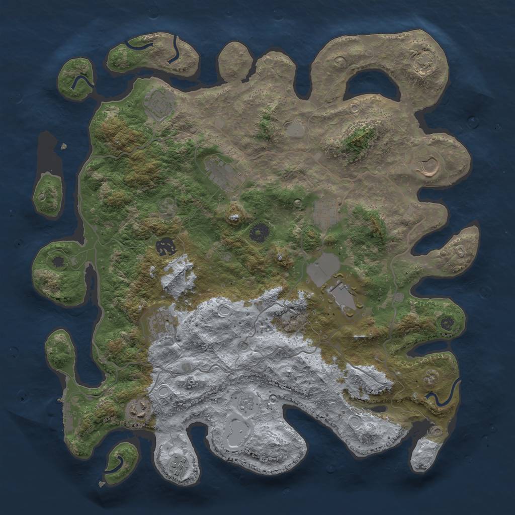 Rust Map: Procedural Map, Size: 4000, Seed: 571936505, 16 Monuments