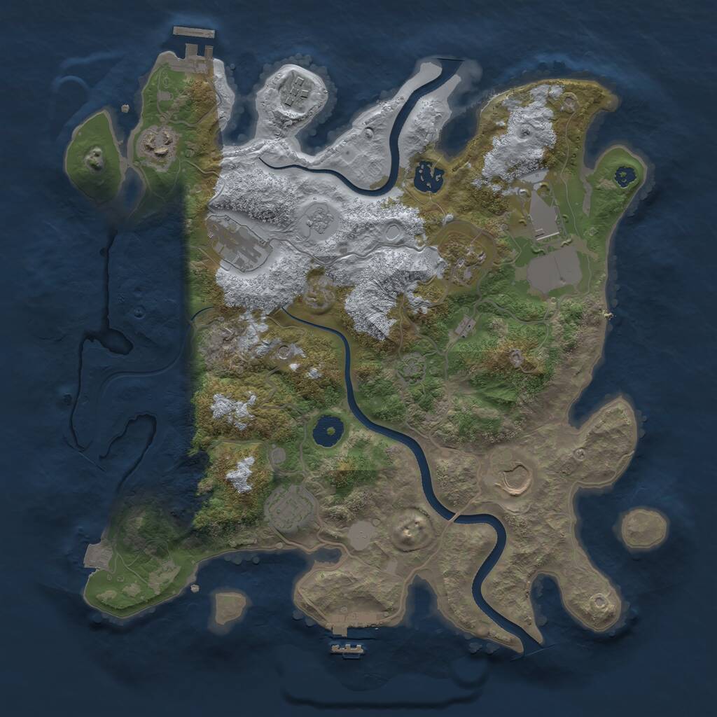 Rust Map: Procedural Map, Size: 3500, Seed: 258333232, 14 Monuments