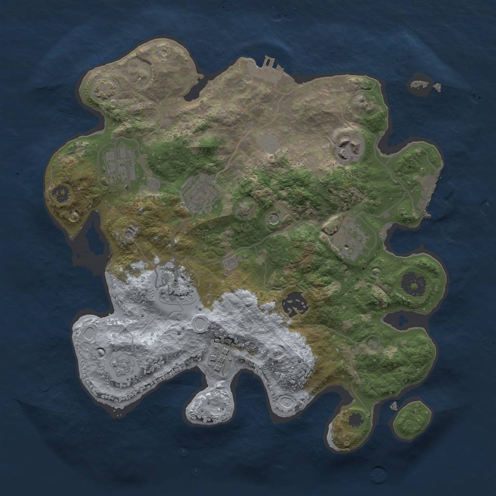 Rust Map: Procedural Map, Size: 3000, Seed: 22381, 15 Monuments