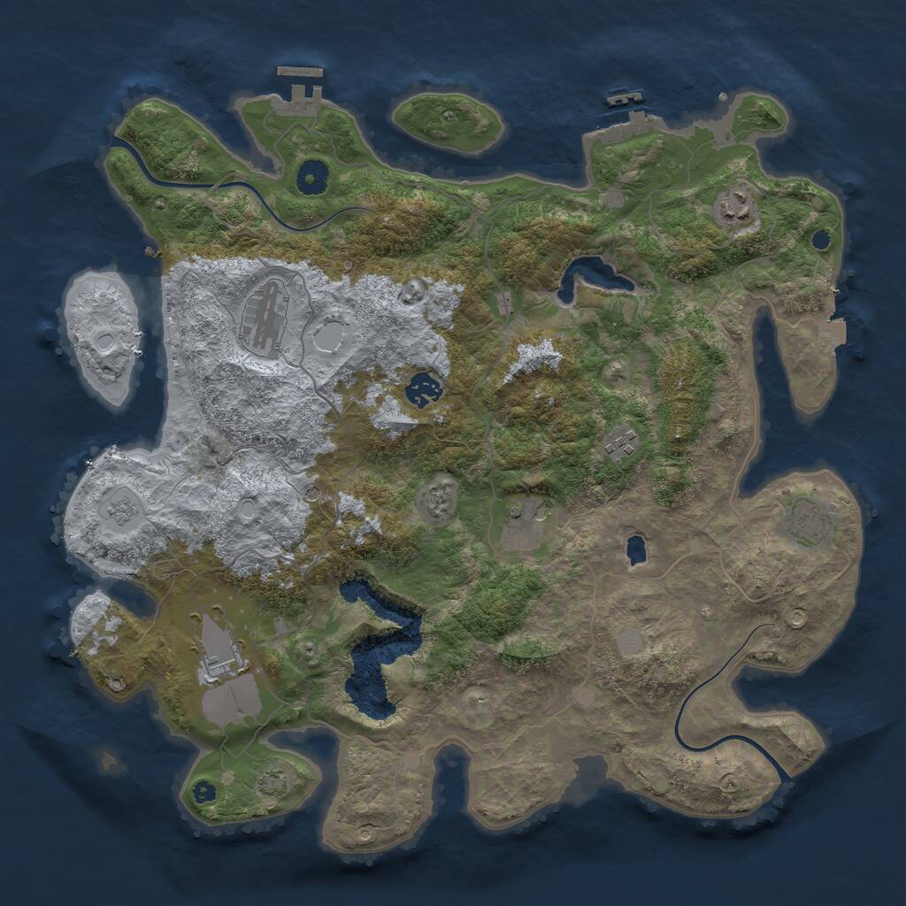 Rust Map: Procedural Map, Size: 4000, Seed: 431555850, 13 Monuments