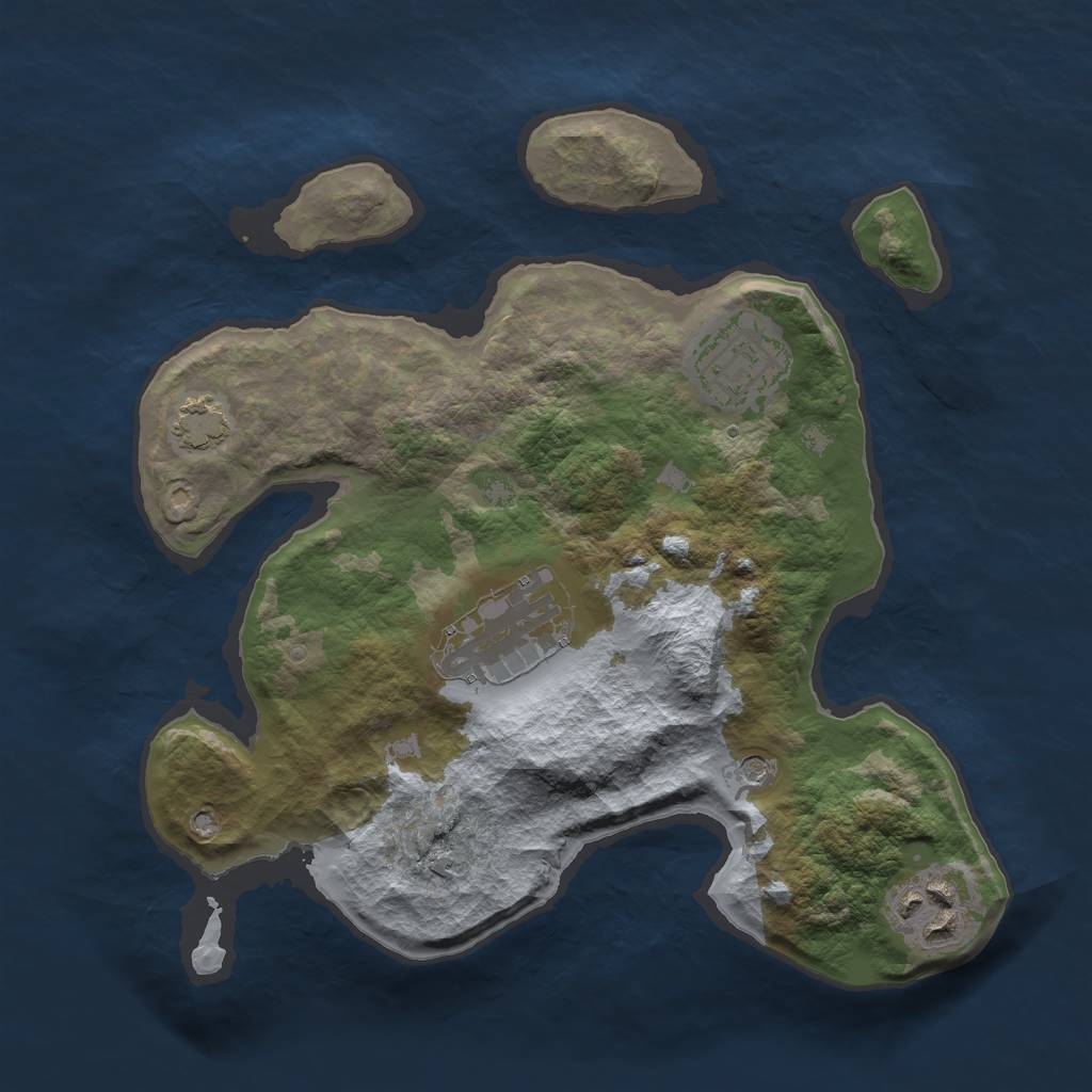 Rust Map: Barren, Size: 2500, Seed: 836542, 7 Monuments