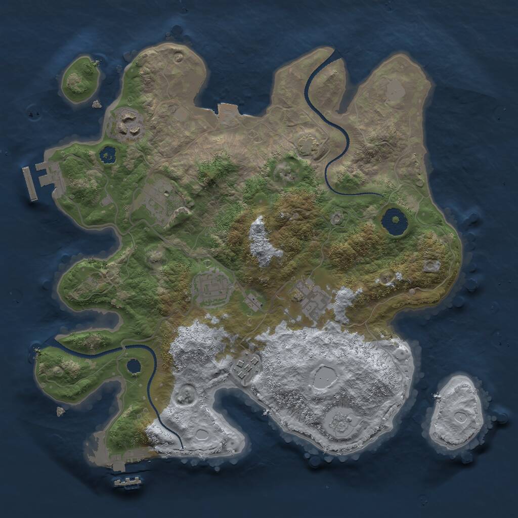 Rust Map: Procedural Map, Size: 3000, Seed: 28425, 10 Monuments