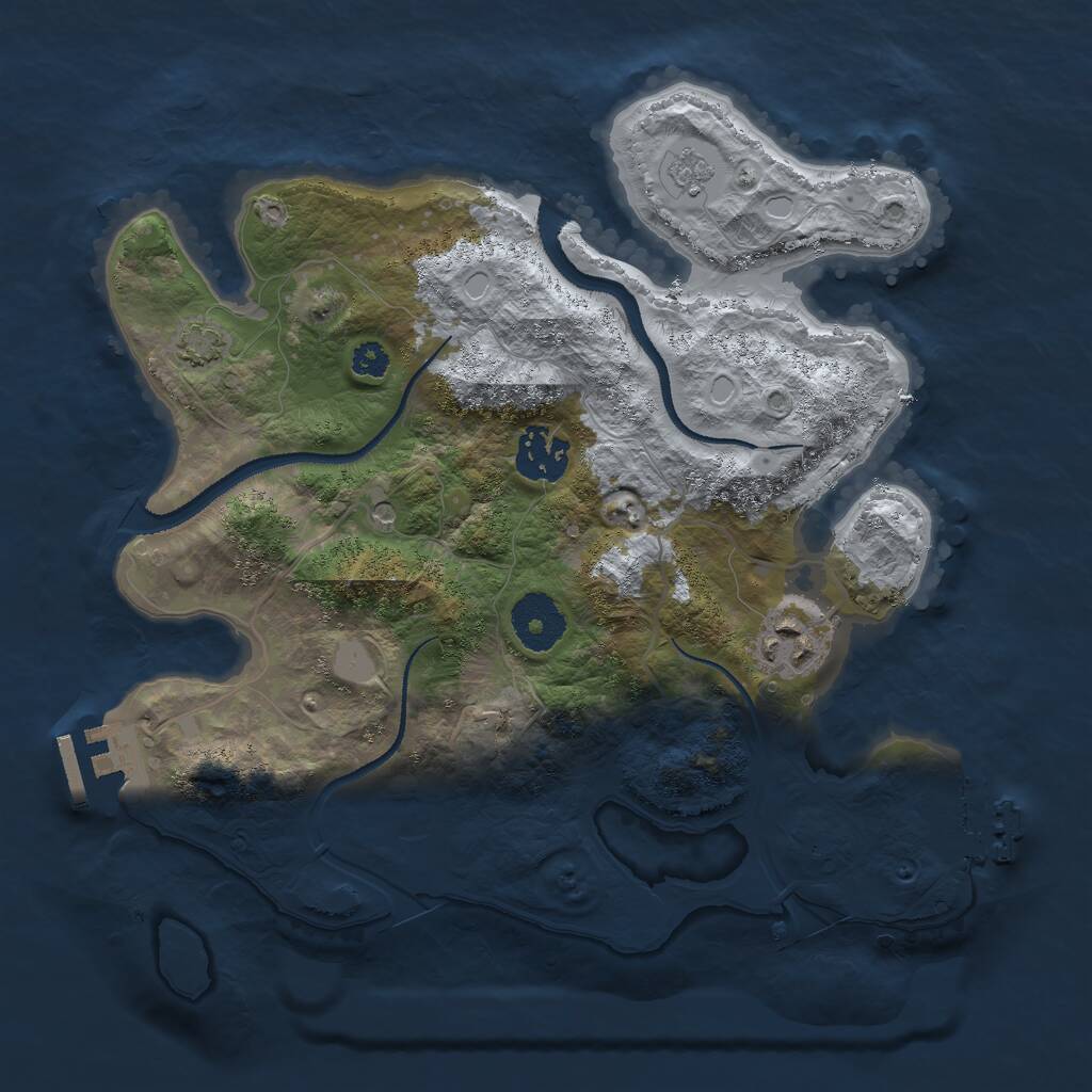 Rust Map: Procedural Map, Size: 3000, Seed: 32704, 8 Monuments