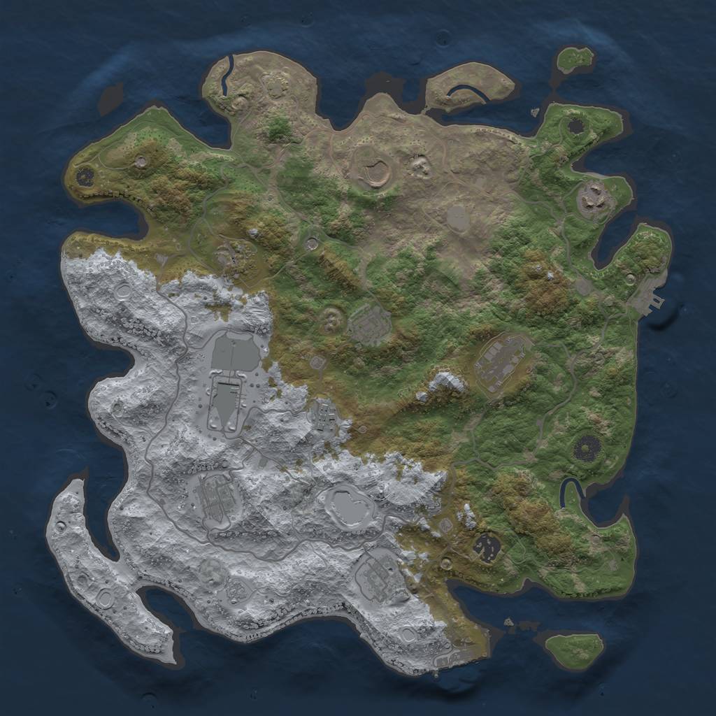 Rust Map: Procedural Map, Size: 4000, Seed: 1958015361, 18 Monuments
