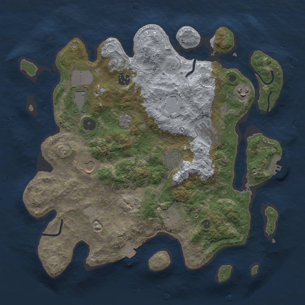 Rust Map: Procedural Map, Size: 3700, Seed: 729976744, 15 Monuments