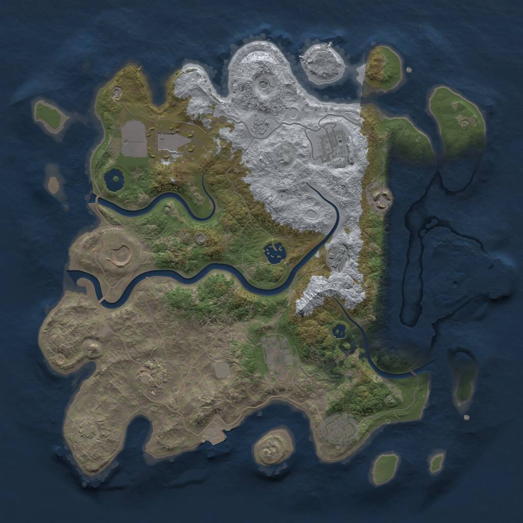 Rust Map: Procedural Map, Size: 3700, Seed: 729976744, 14 Monuments