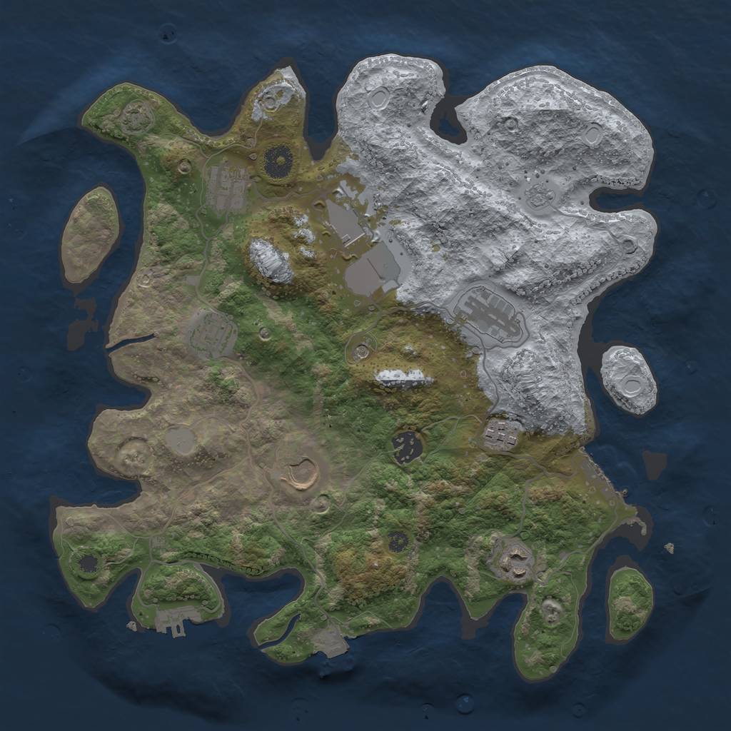 Rust Map: Procedural Map, Size: 3500, Seed: 1857529208, 16 Monuments