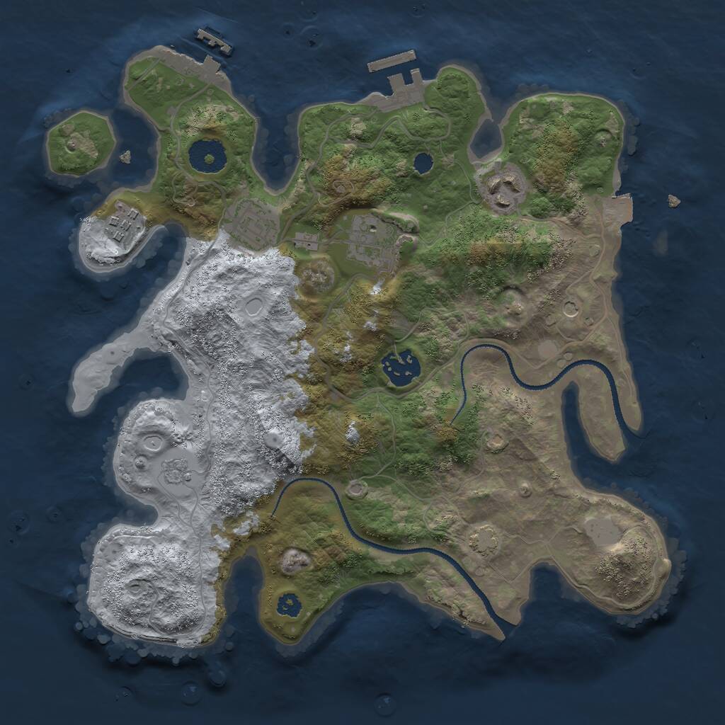 Rust Map: Procedural Map, Size: 3000, Seed: 301639653, 11 Monuments
