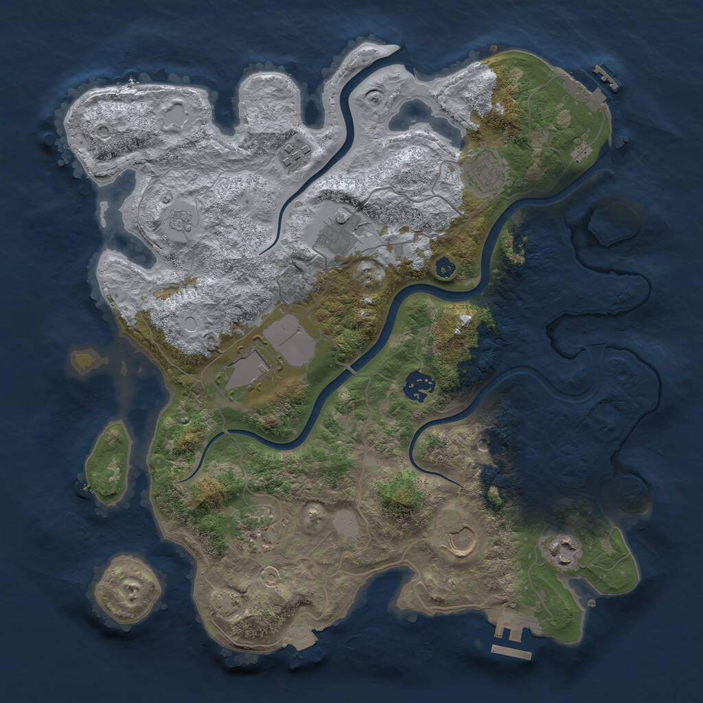 Rust Map: Procedural Map, Size: 3500, Seed: 811798402, 14 Monuments