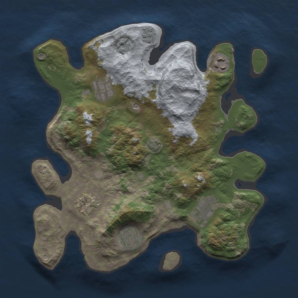Rust Map: Barren, Size: 3000, Seed: 1813823075, 10 Monuments