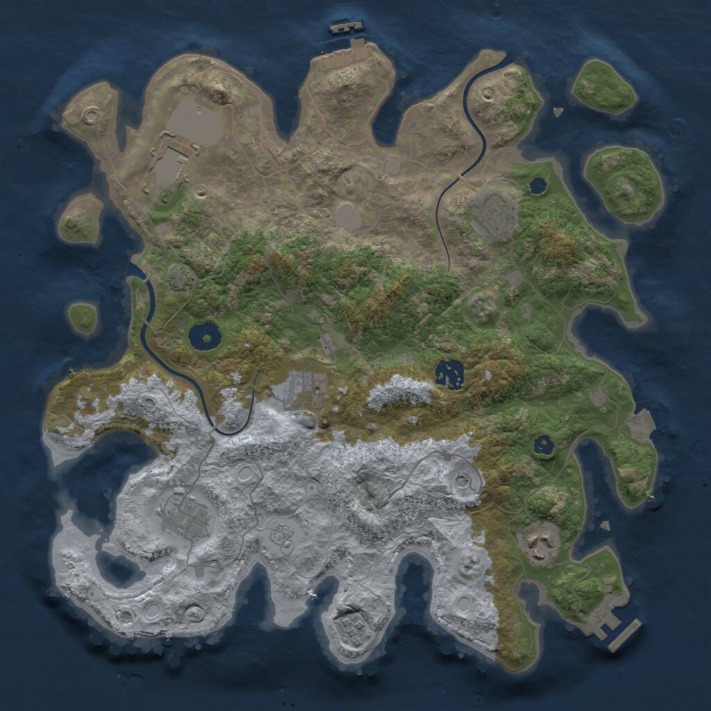 Rust Map: Procedural Map, Size: 3500, Seed: 339411705, 13 Monuments