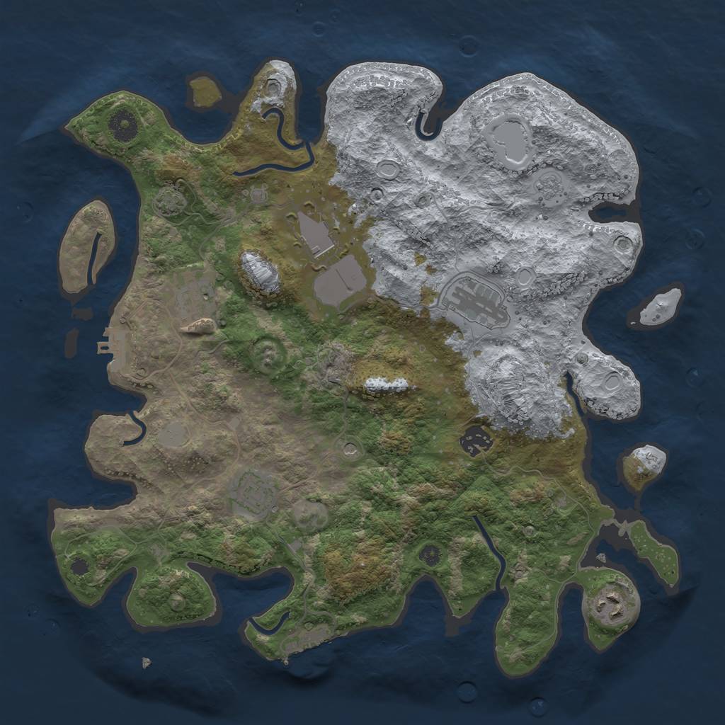 Rust Map: Procedural Map, Size: 3600, Seed: 1857529208, 14 Monuments