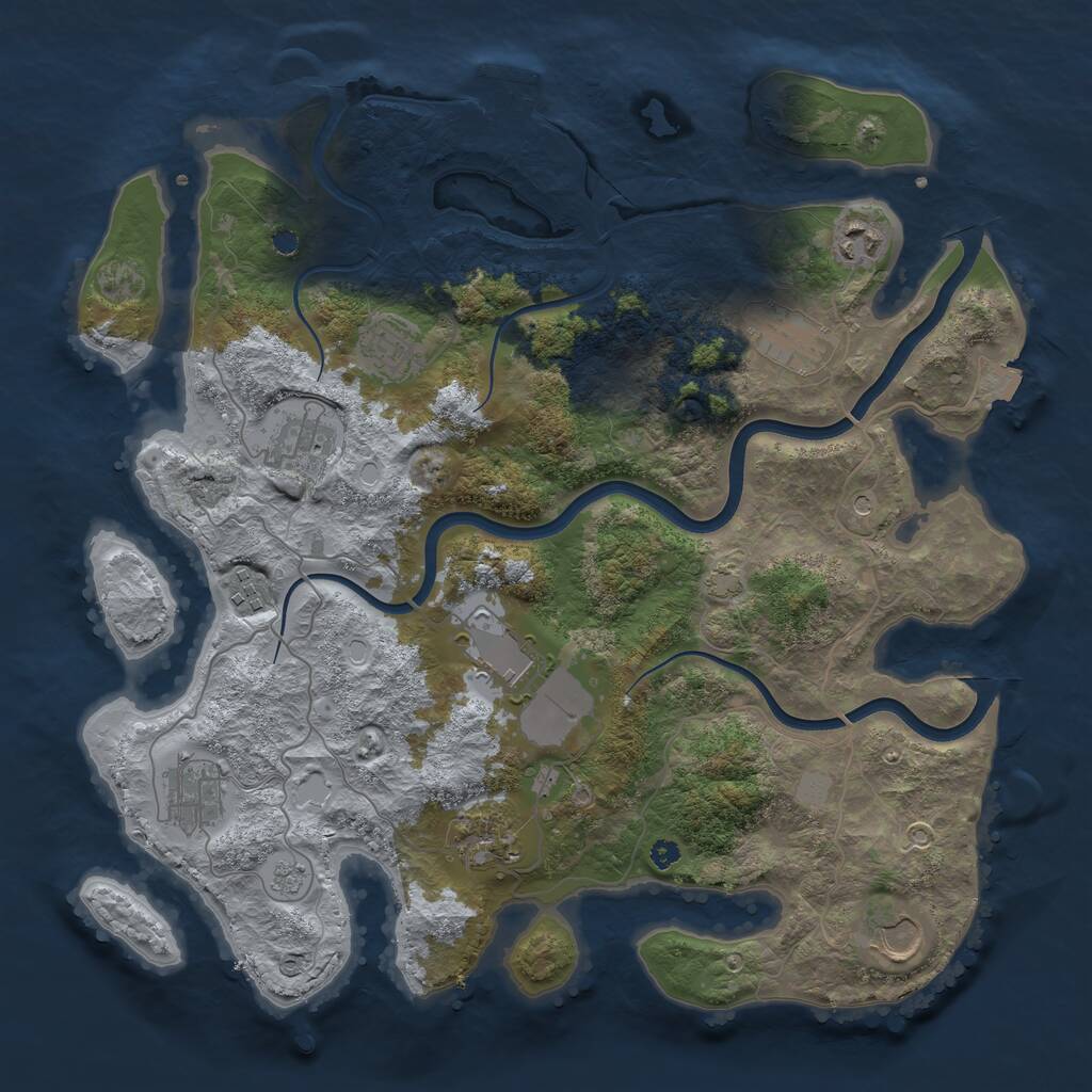 Rust Map: Procedural Map, Size: 3750, Seed: 811939712, 14 Monuments