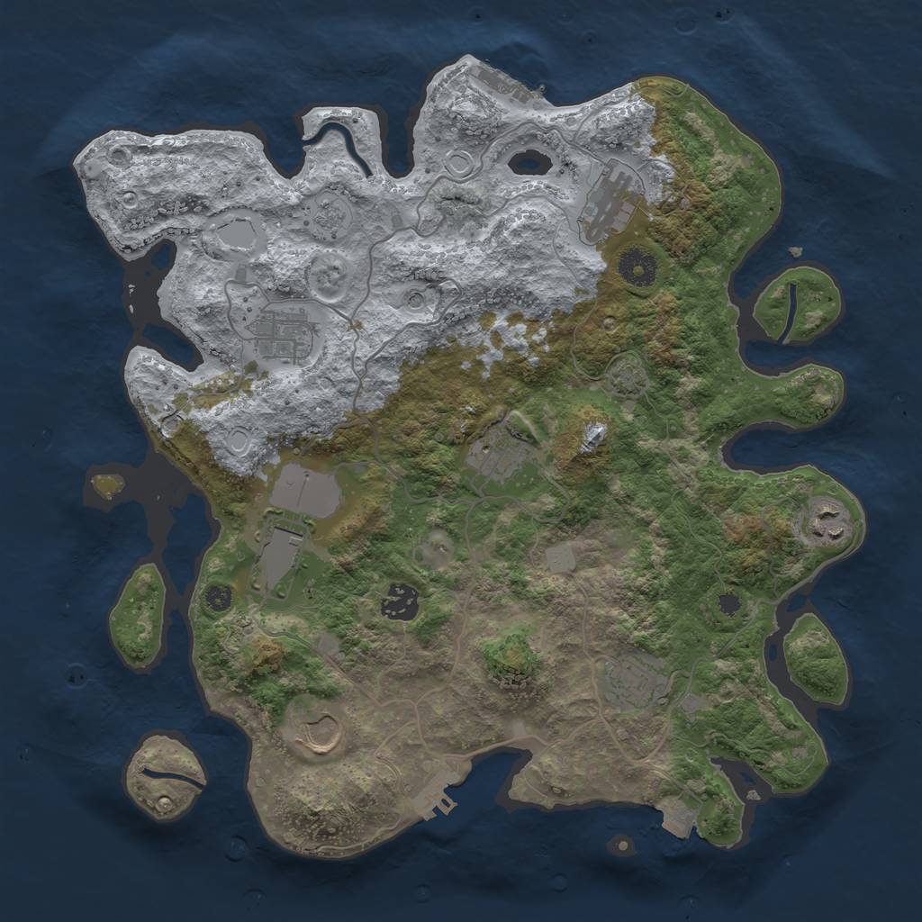 Rust Map: Procedural Map, Size: 3600, Seed: 811798402, 16 Monuments