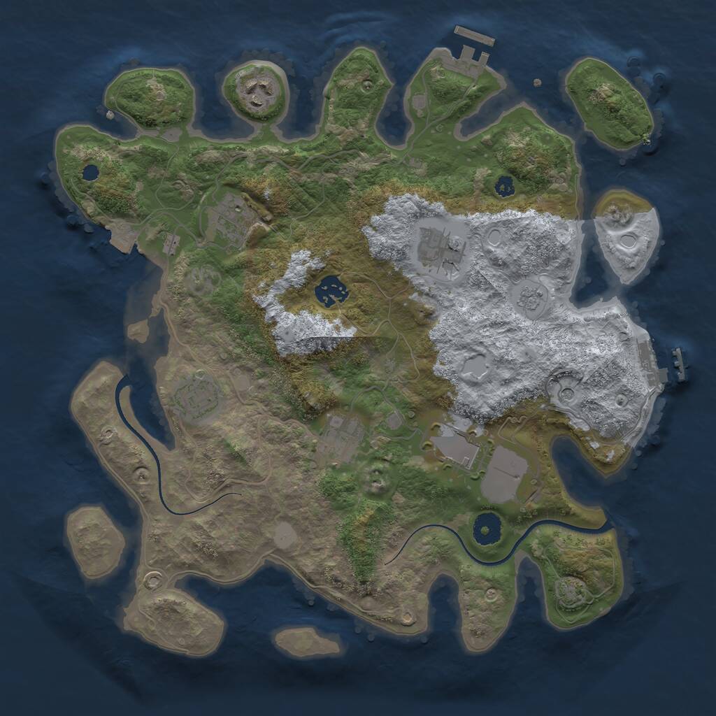 Rust Map: Procedural Map, Size: 3500, Seed: 763439647, 13 Monuments