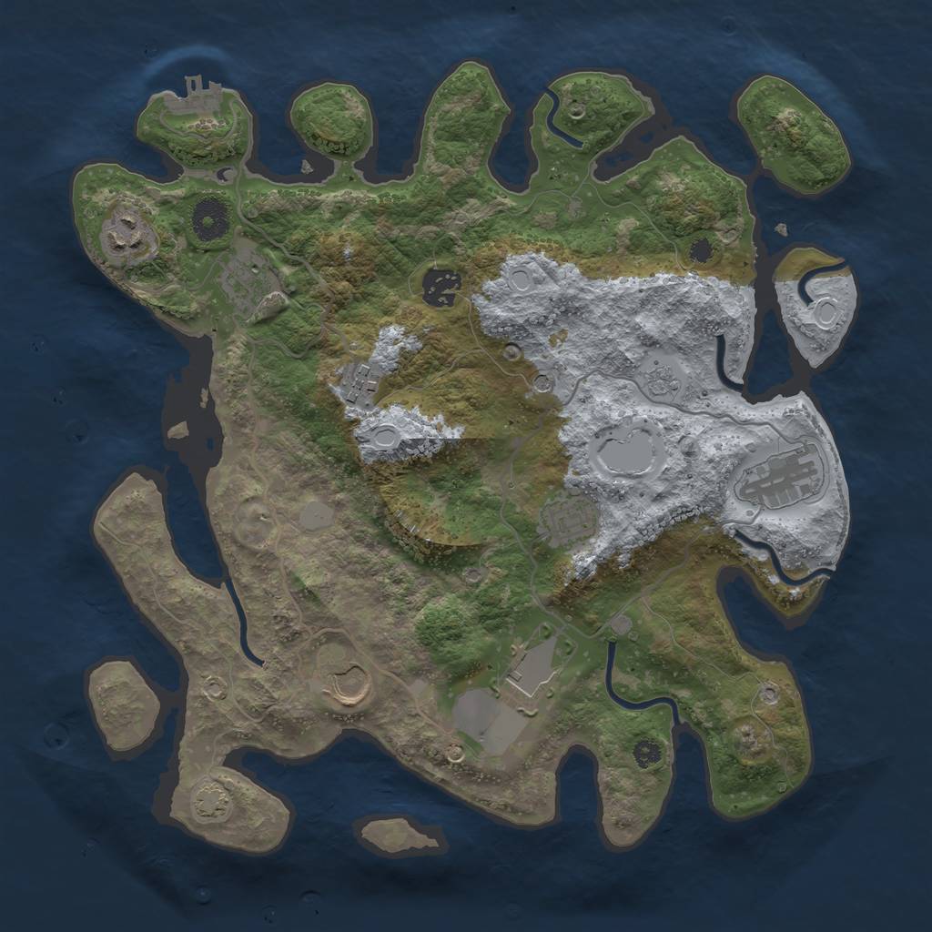 Rust Map: Procedural Map, Size: 3500, Seed: 763439647, 15 Monuments