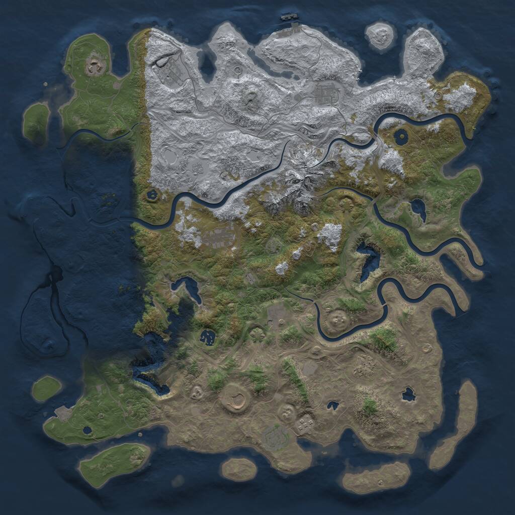 Rust Map: Procedural Map, Size: 5000, Seed: 723400556, 16 Monuments