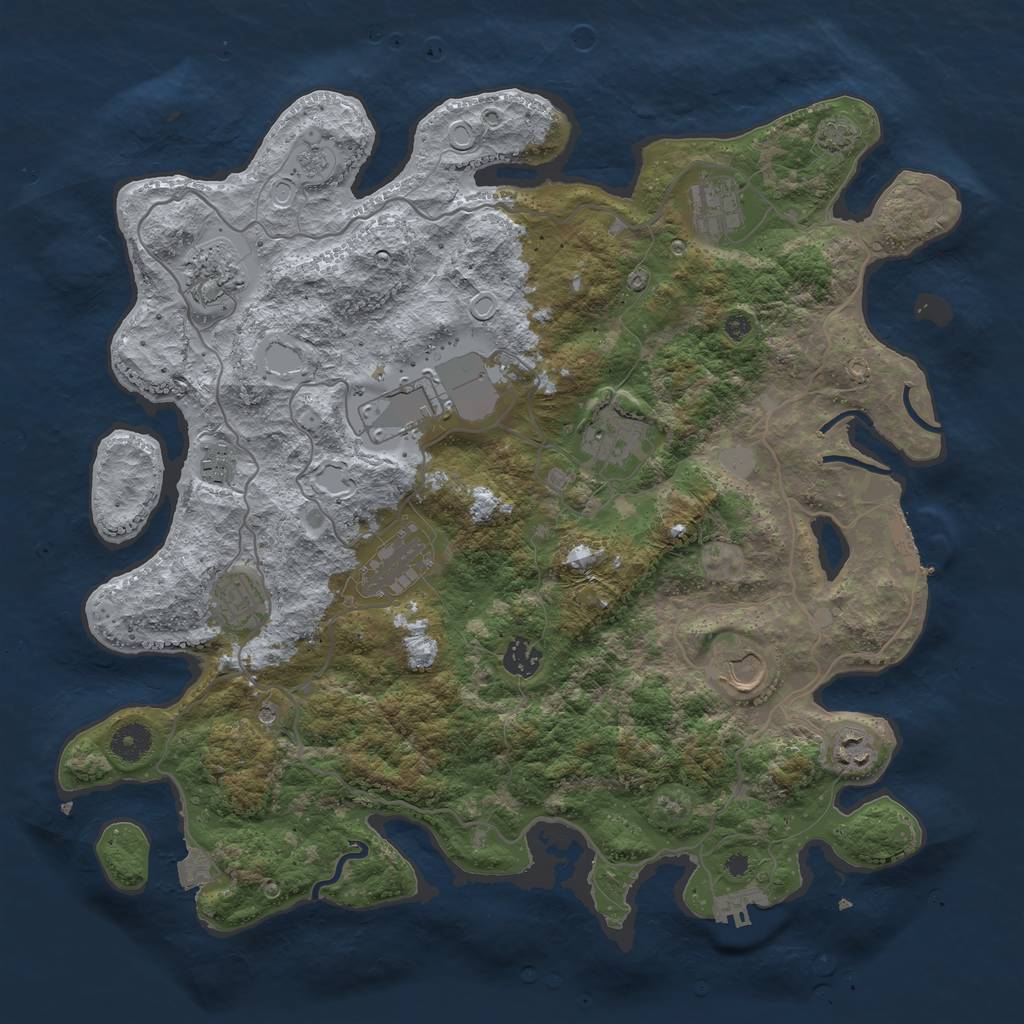Rust Map: Procedural Map, Size: 4000, Seed: 710852581, 18 Monuments