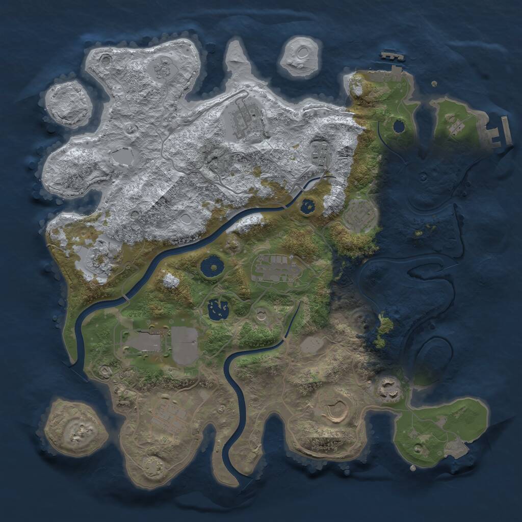 Rust Map: Procedural Map, Size: 3550, Seed: 238888, 16 Monuments