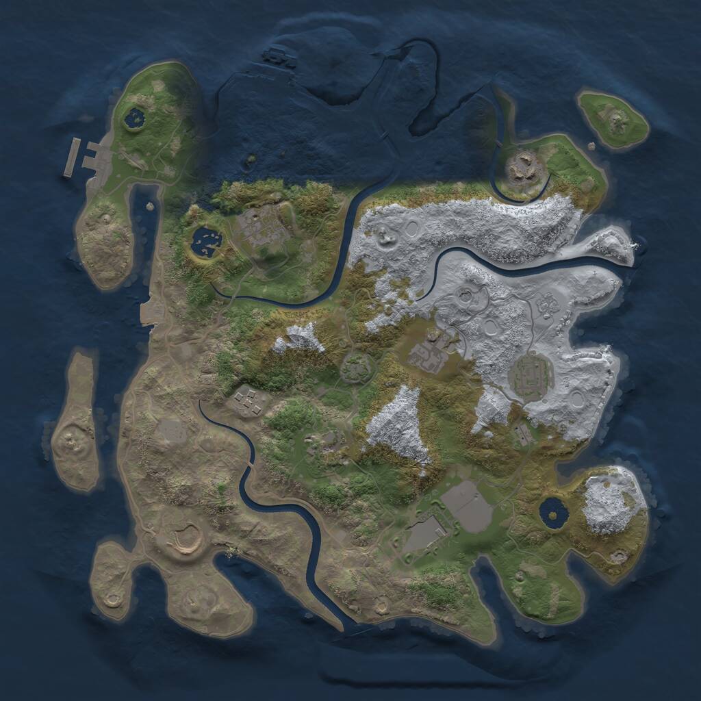 Rust Map: Procedural Map, Size: 3550, Seed: 304558, 15 Monuments