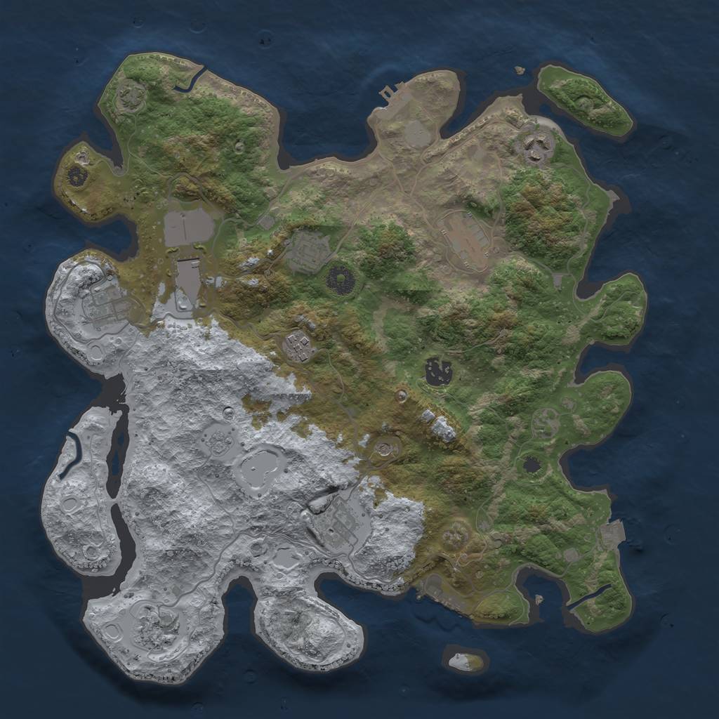 Rust Map: Procedural Map, Size: 3750, Seed: 1372612848, 17 Monuments