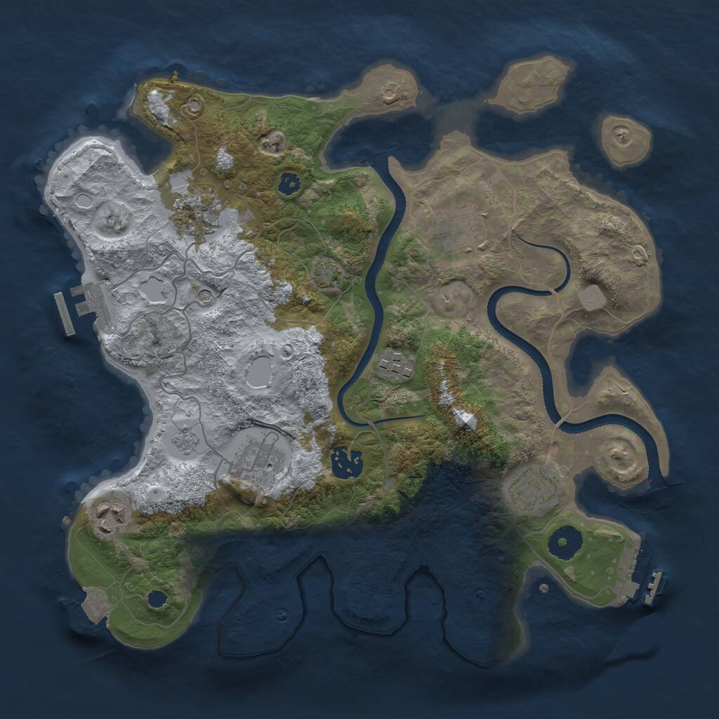 Rust Map: Procedural Map, Size: 3250, Seed: 591240817, 13 Monuments
