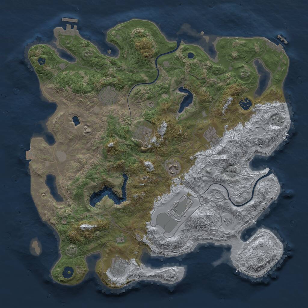 Rust Map: Procedural Map, Size: 4000, Seed: 936784, 14 Monuments