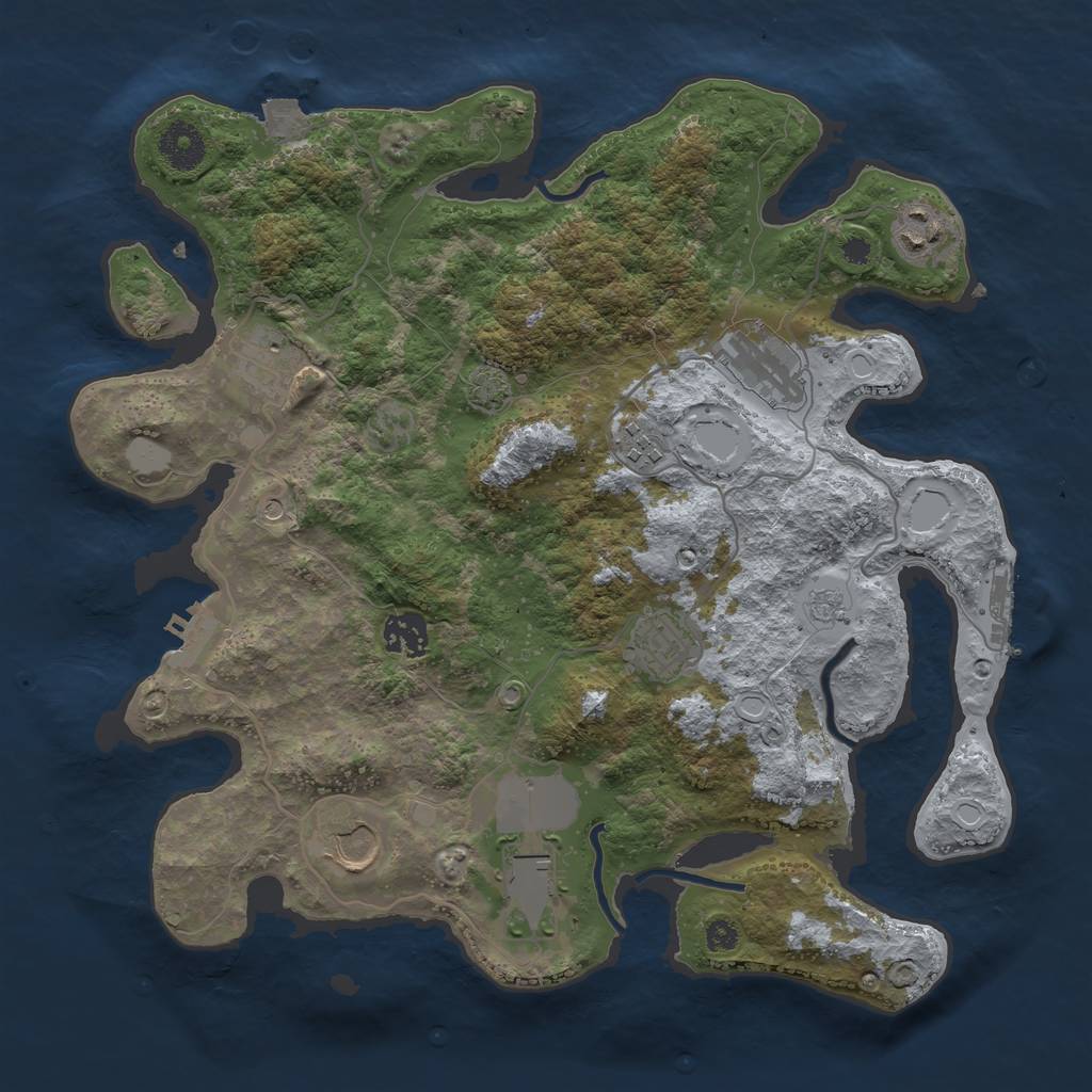 Rust Map: Procedural Map, Size: 3500, Seed: 1875806311, 16 Monuments