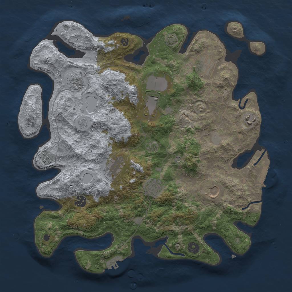 Rust Map: Procedural Map, Size: 3700, Seed: 497124795, 17 Monuments