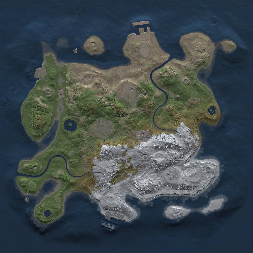Rust Map: Procedural Map, Size: 3000, Seed: 28229, 9 Monuments