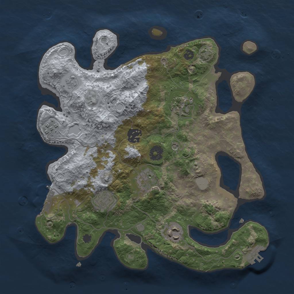 Rust Map: Procedural Map, Size: 3000, Seed: 6413870, 14 Monuments