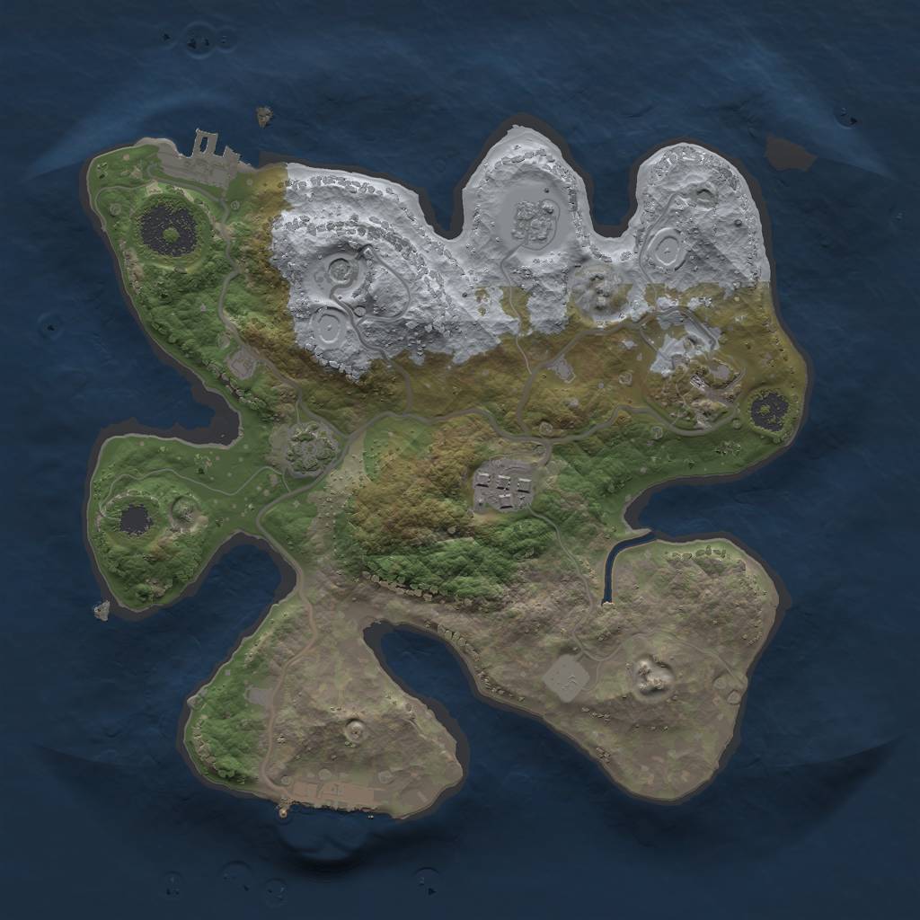 Rust Map: Procedural Map, Size: 2500, Seed: 1515554868, 10 Monuments