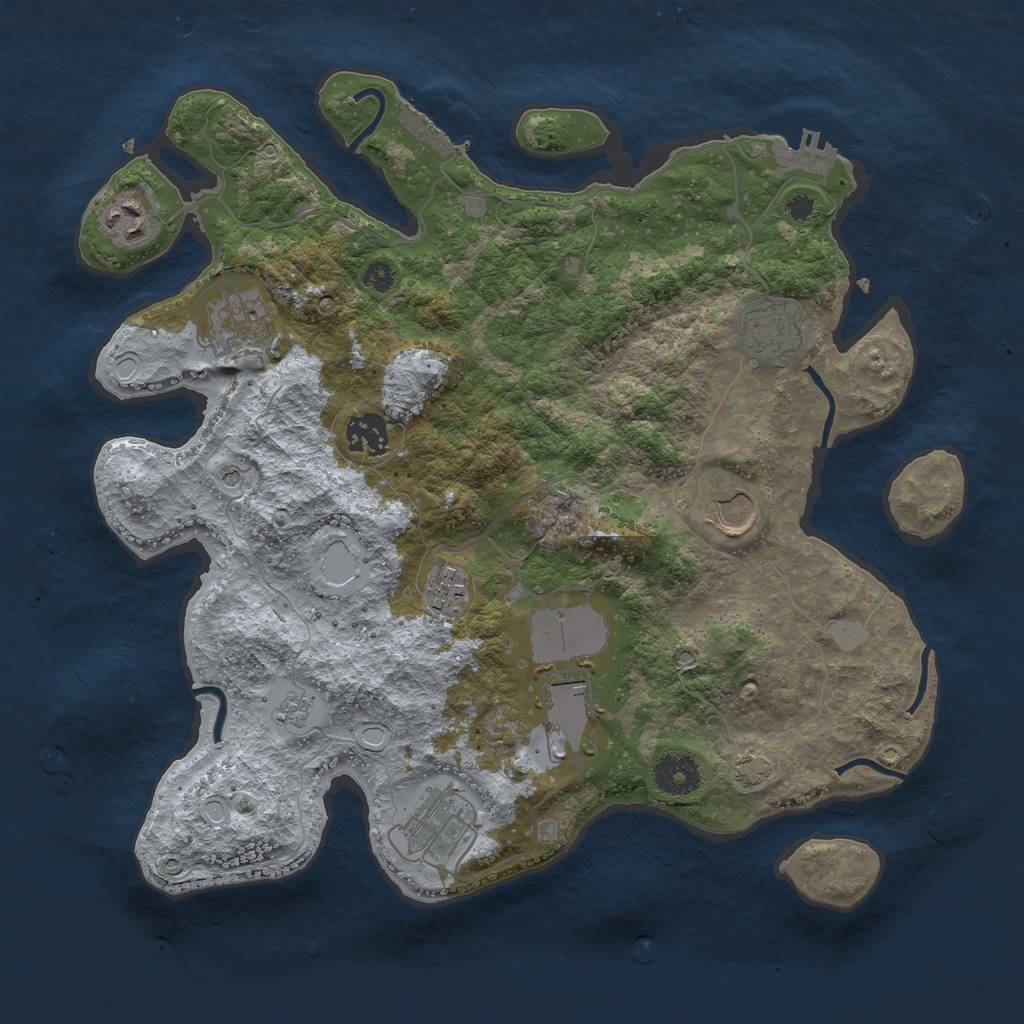 Rust Map: Procedural Map, Size: 3500, Seed: 1435582397, 16 Monuments