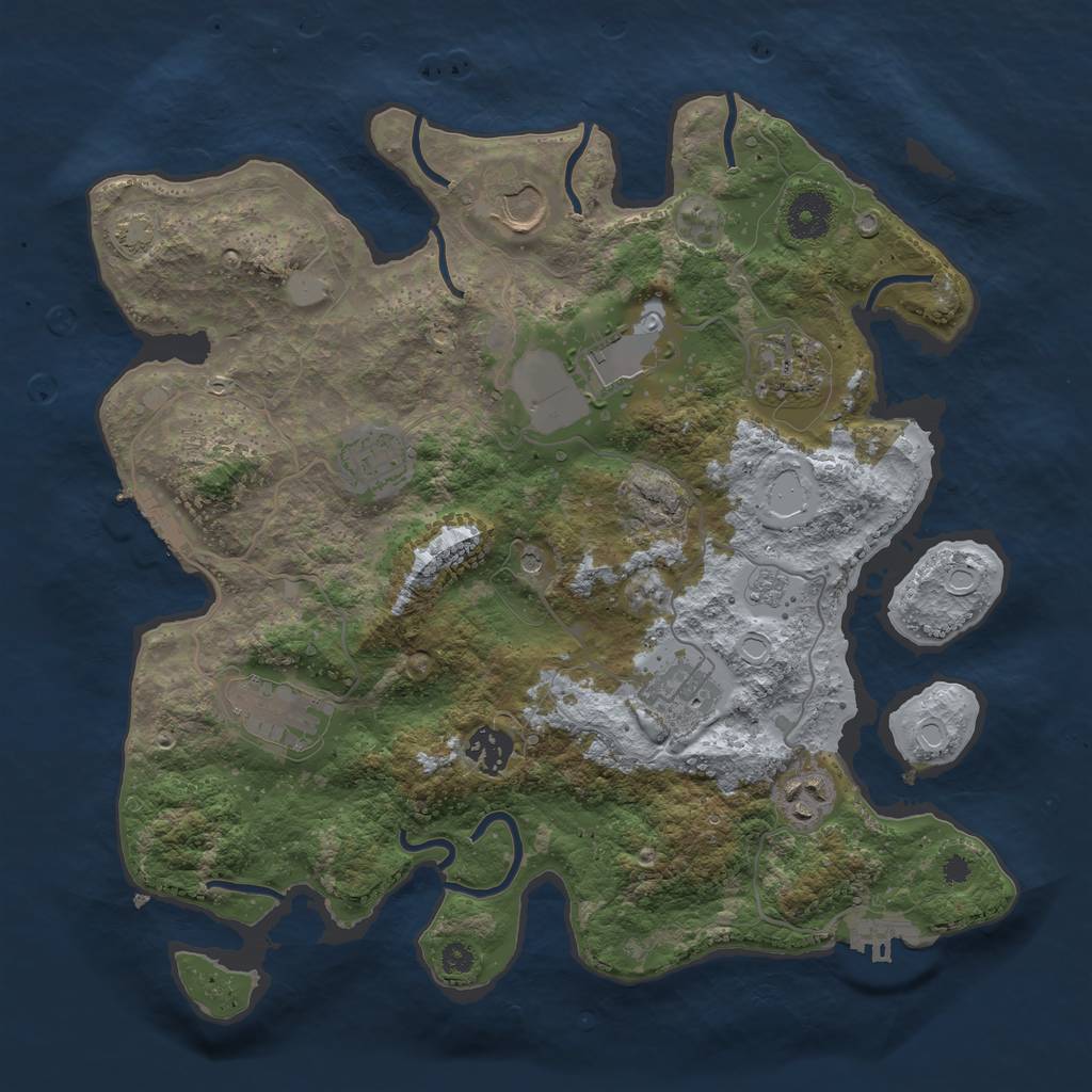 Rust Map: Procedural Map, Size: 3500, Seed: 1678409669, 16 Monuments