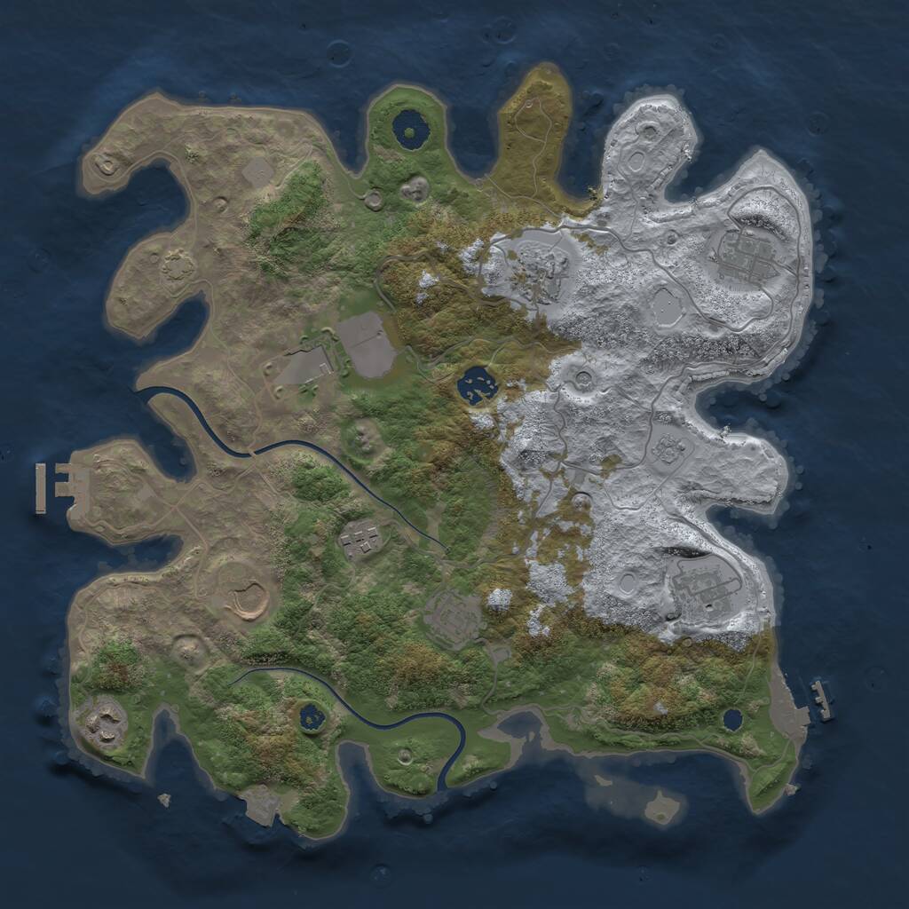 Rust Map: Procedural Map, Size: 3650, Seed: 50022, 15 Monuments