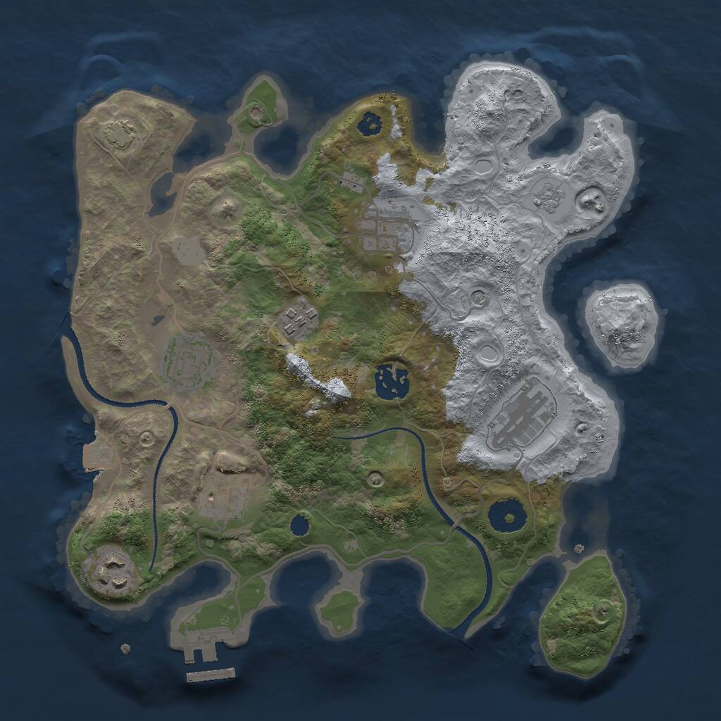 Rust Map: Procedural Map, Size: 3000, Seed: 28949, 12 Monuments