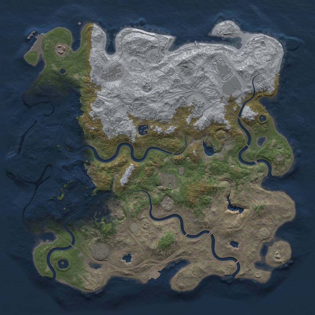 Rust Map: Procedural Map, Size: 4500, Seed: 1254443474, 15 Monuments