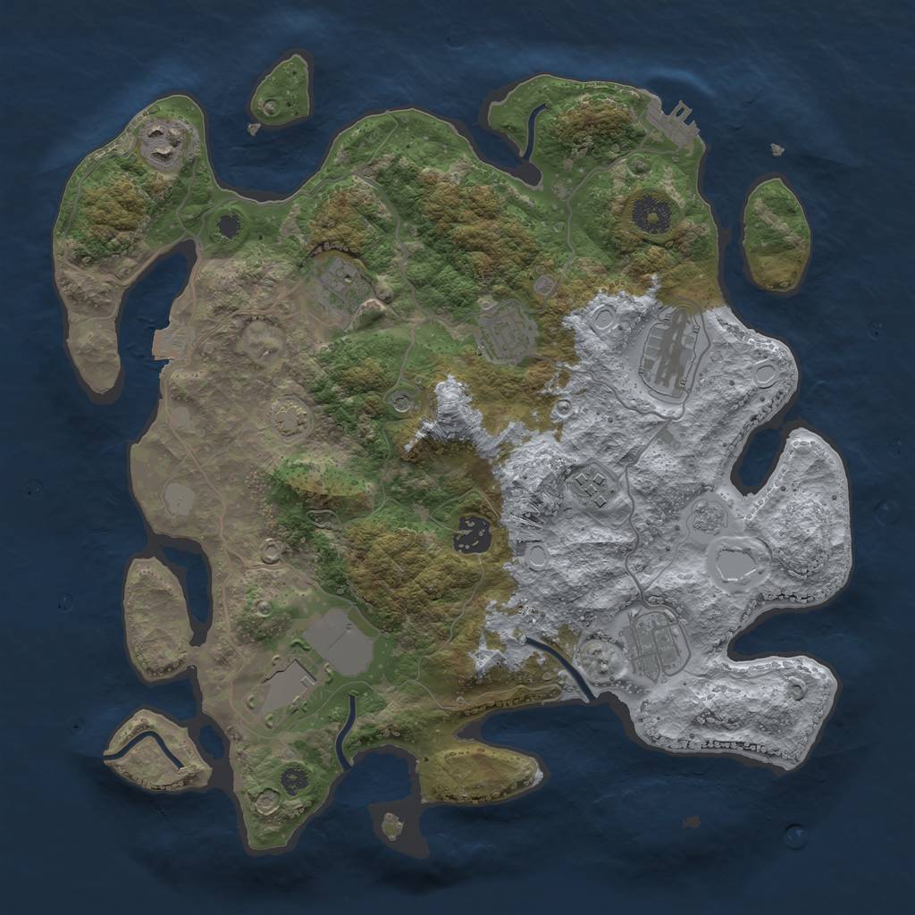 Rust Map: Procedural Map, Size: 3500, Seed: 703552762, 15 Monuments