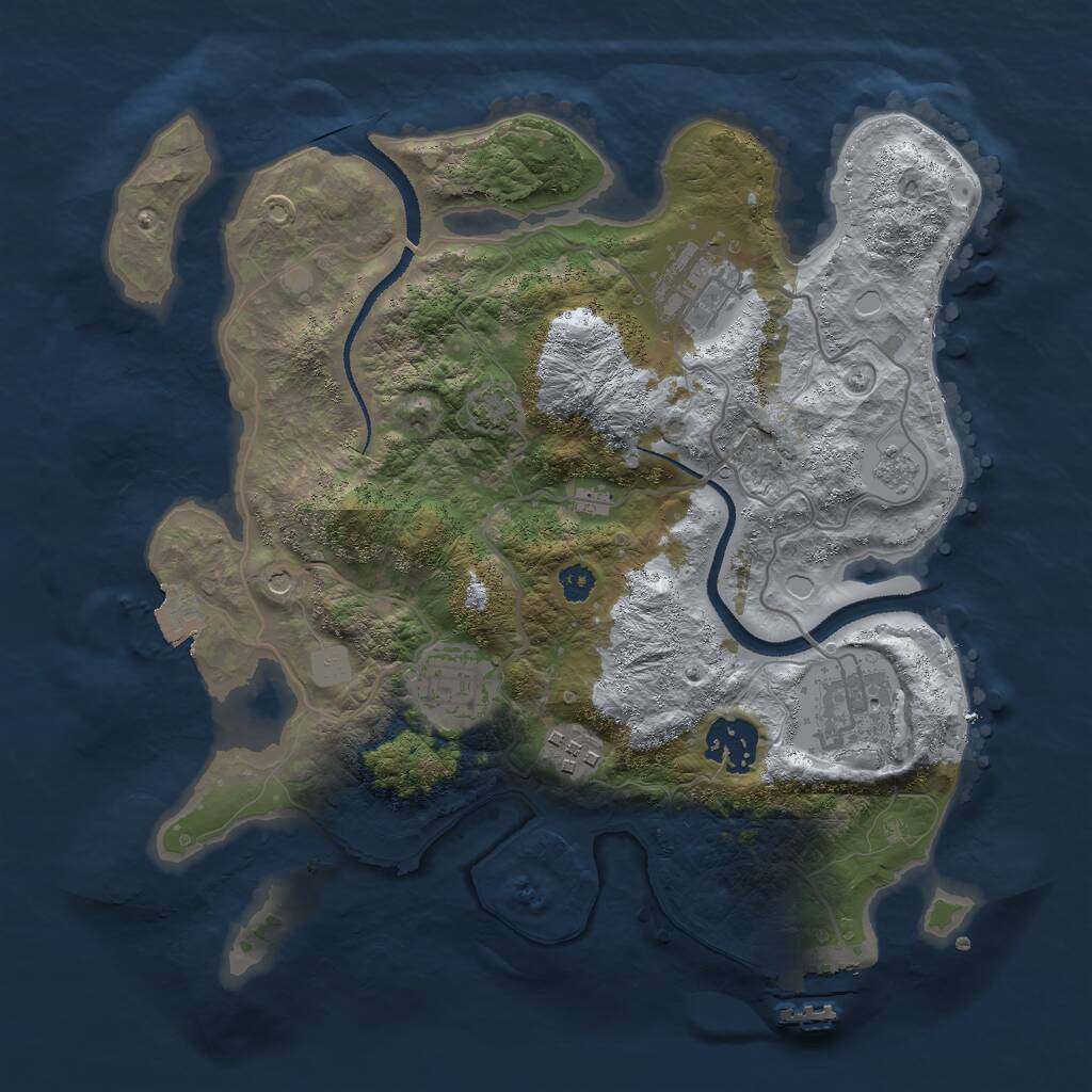 Rust Map: Procedural Map, Size: 3000, Seed: 423859288, 10 Monuments