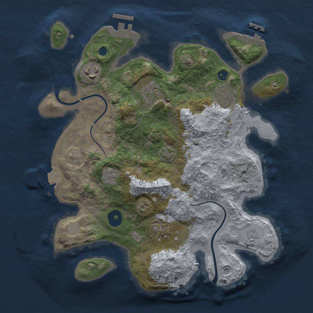 Rust Map: Procedural Map, Size: 3000, Seed: 133298250, 10 Monuments
