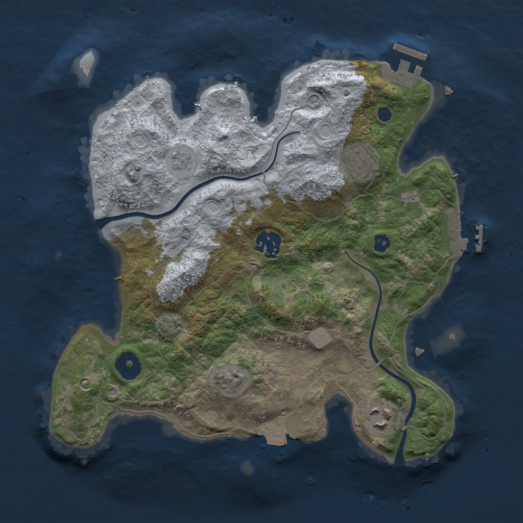 Rust Map: Procedural Map, Size: 3000, Seed: 740645957, 9 Monuments