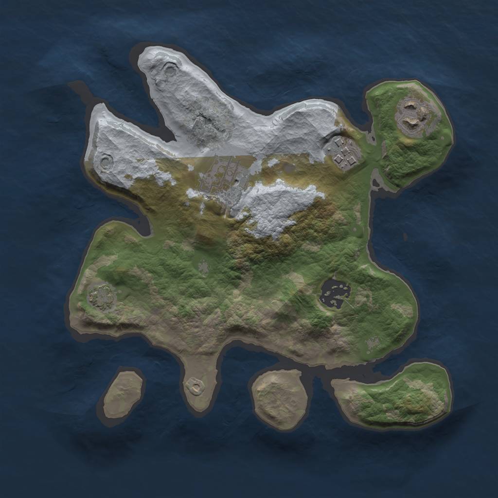 Rust Map: Barren, Size: 2500, Seed: 12414123, 7 Monuments