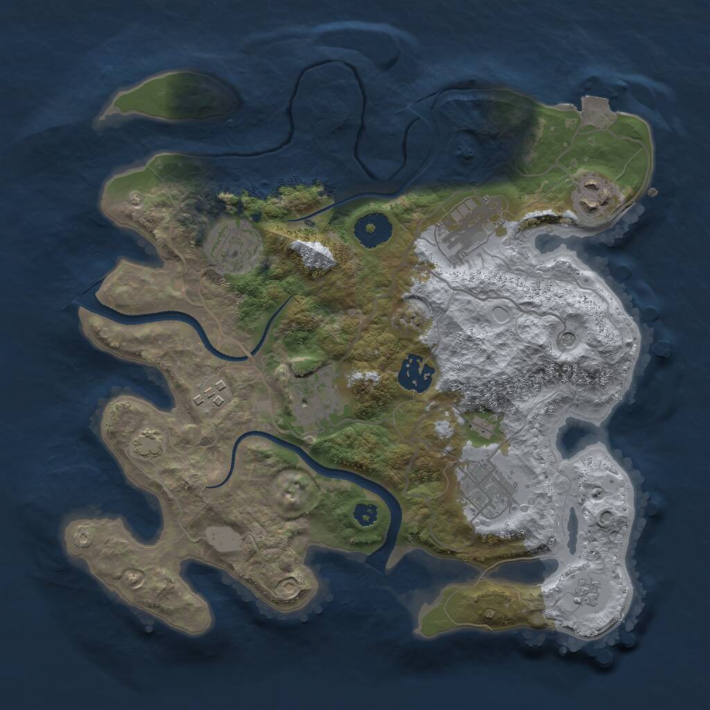 Rust Map: Procedural Map, Size: 3000, Seed: 645310970, 11 Monuments