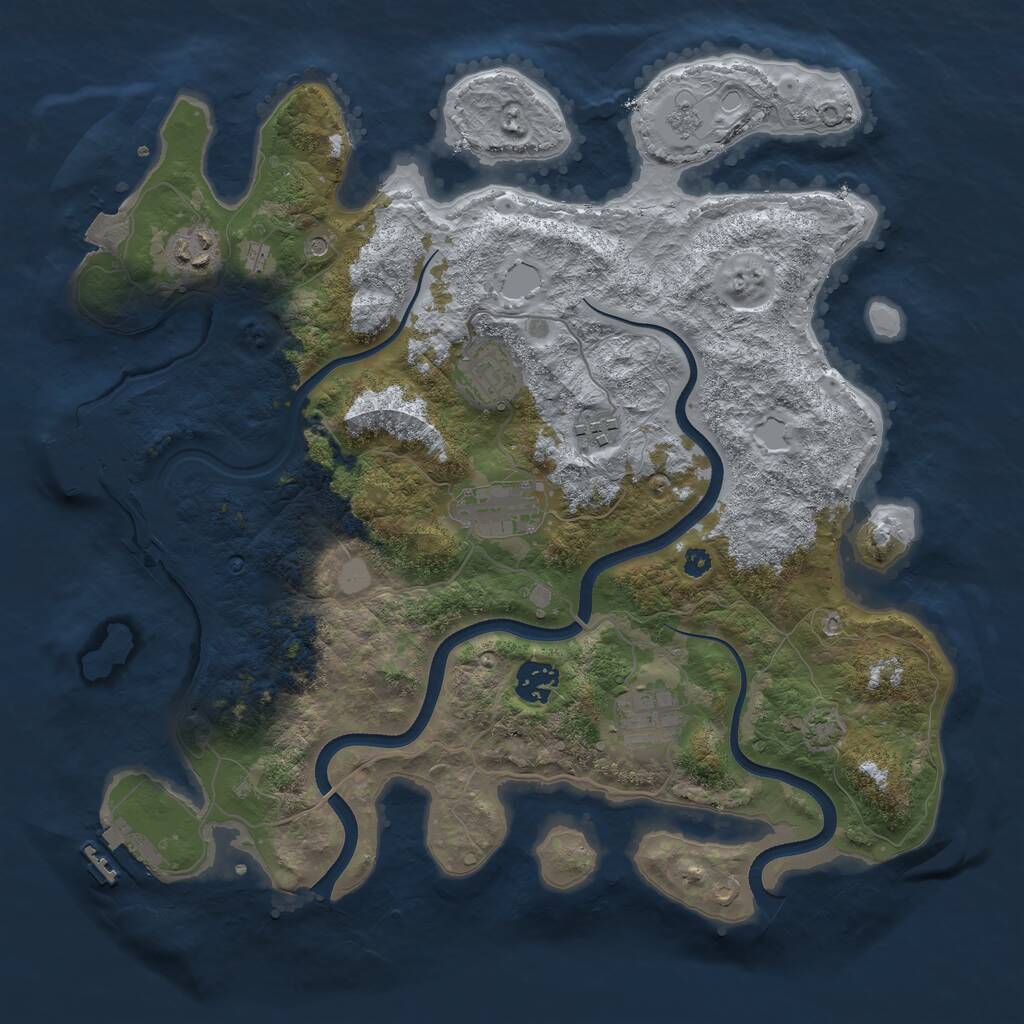 Rust Map: Procedural Map, Size: 3600, Seed: 2059432988, 12 Monuments