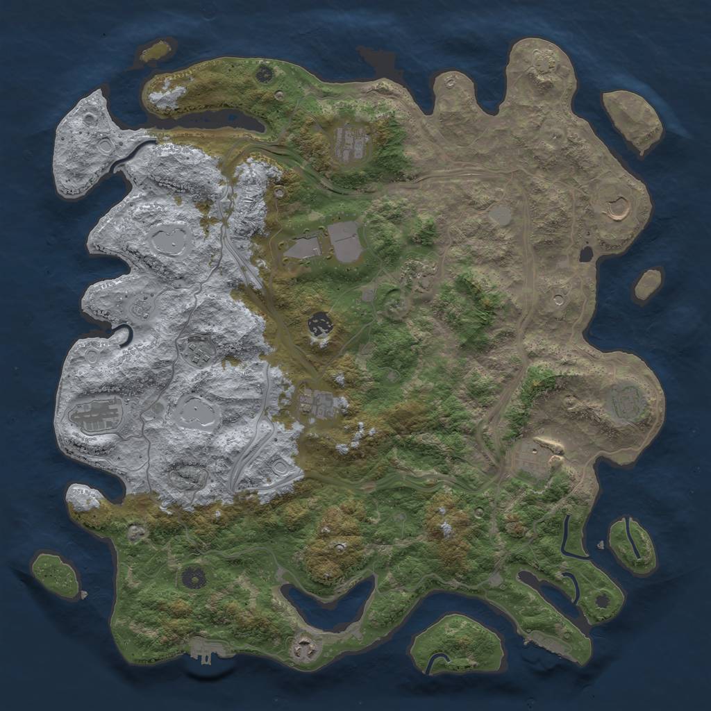 Rust Map: Procedural Map, Size: 4500, Seed: 79663190, 19 Monuments