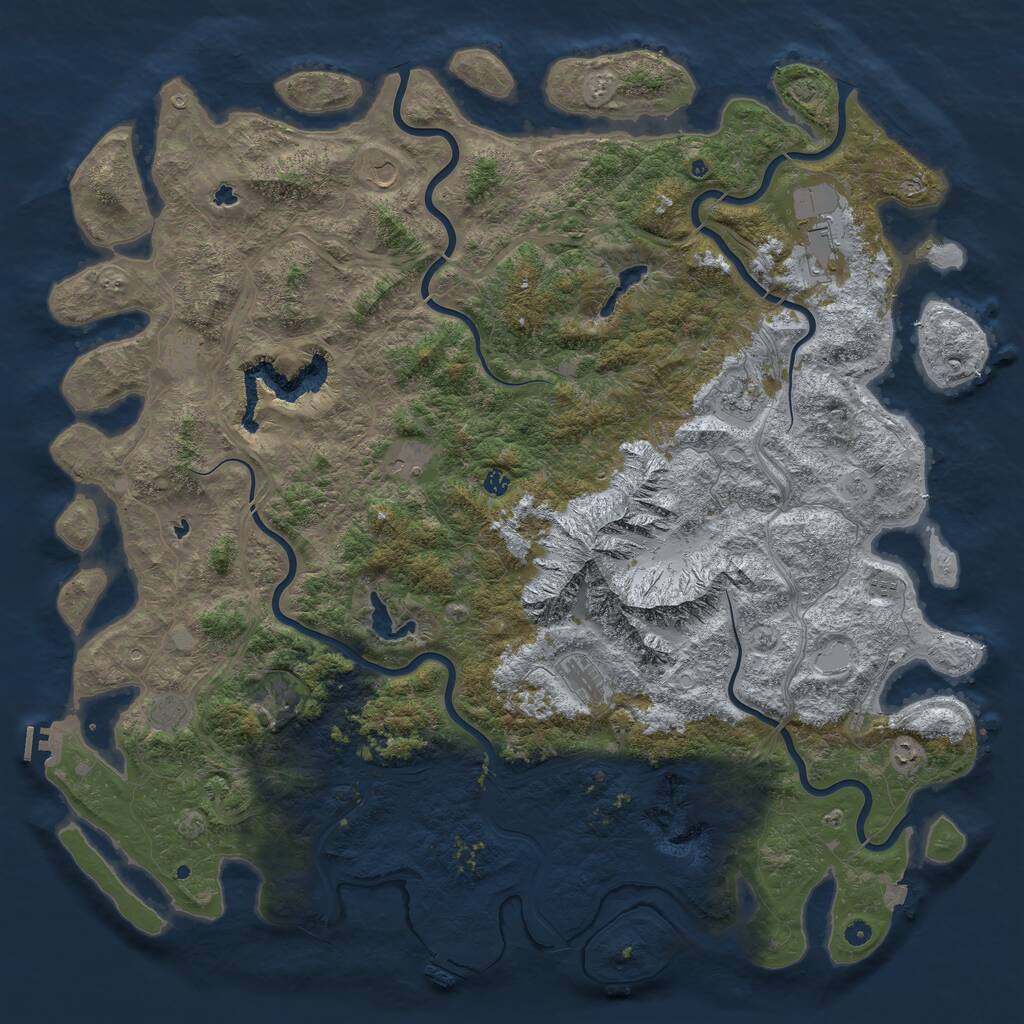 Rust Map: Procedural Map, Size: 6000, Seed: 81726354, 17 Monuments