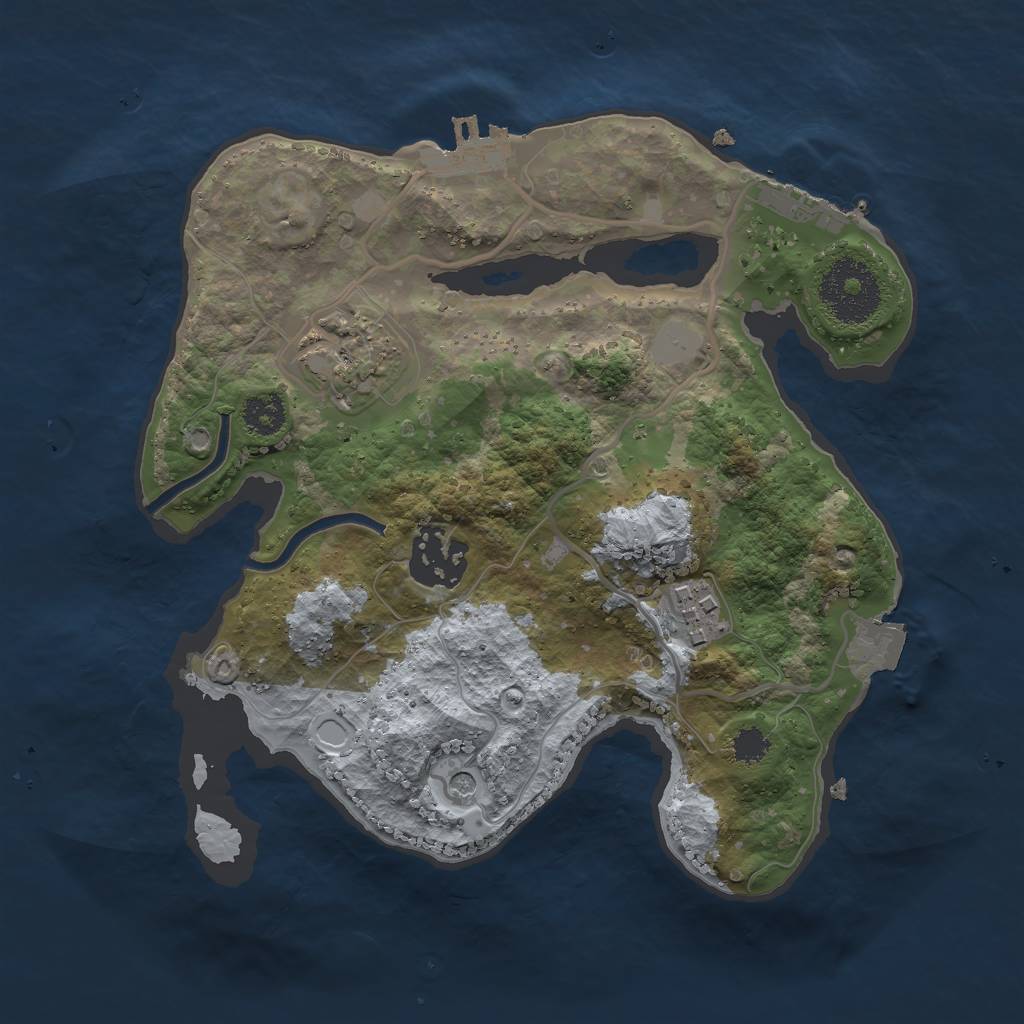 Rust Map: Procedural Map, Size: 2500, Seed: 17814, 9 Monuments