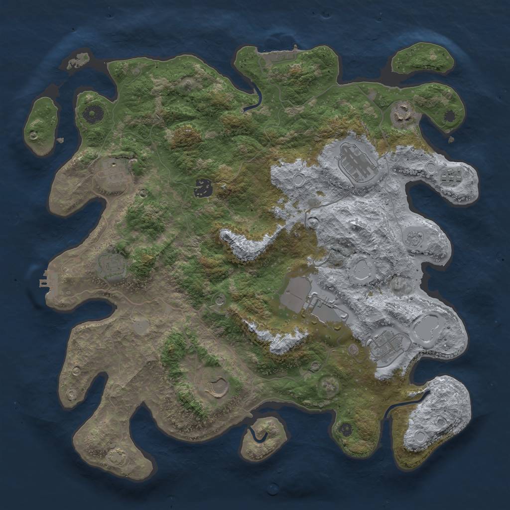 Rust Map: Procedural Map, Size: 3900, Seed: 636448, 17 Monuments