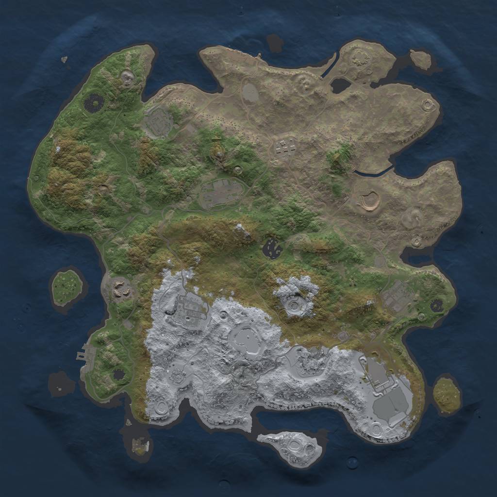 Rust Map: Procedural Map, Size: 3800, Seed: 534277, 18 Monuments